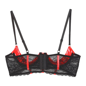 Soutien-gorge balconnet en cuir simili et dentelle Exécution - GUAPPAA