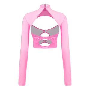 Haut court à manches longues transparentes rave soirée tek bustier caraco noir Hammer - GUAPPAA