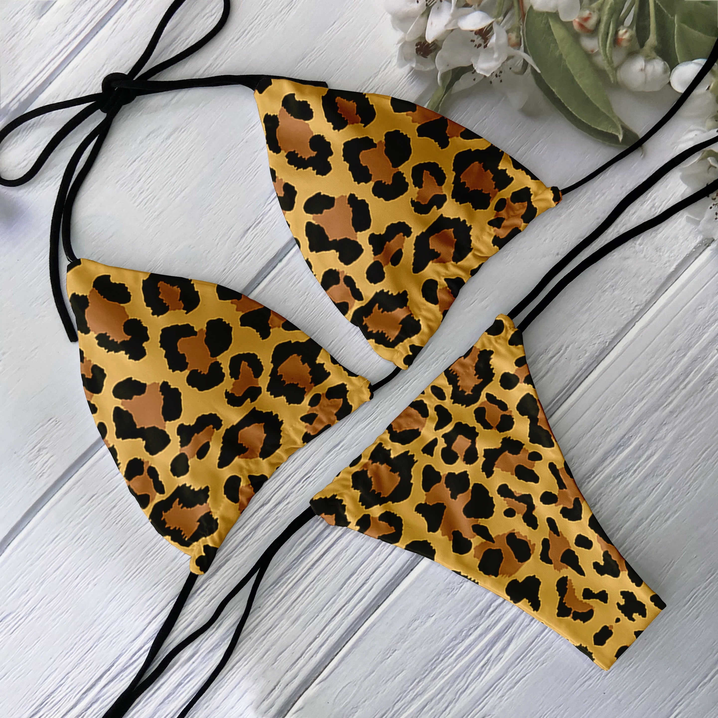 Bikini sexy léopard string ficelle push-up Mayotte - GUAPPAA