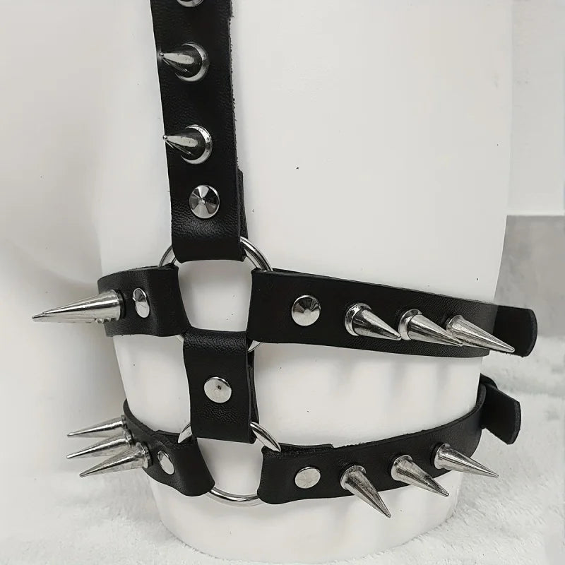 Ceinture harnais tour de cuisse à pointes rock punk Le Métal - GUAPPAA