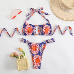 Bikini bandeau Marbella en coloris rouge