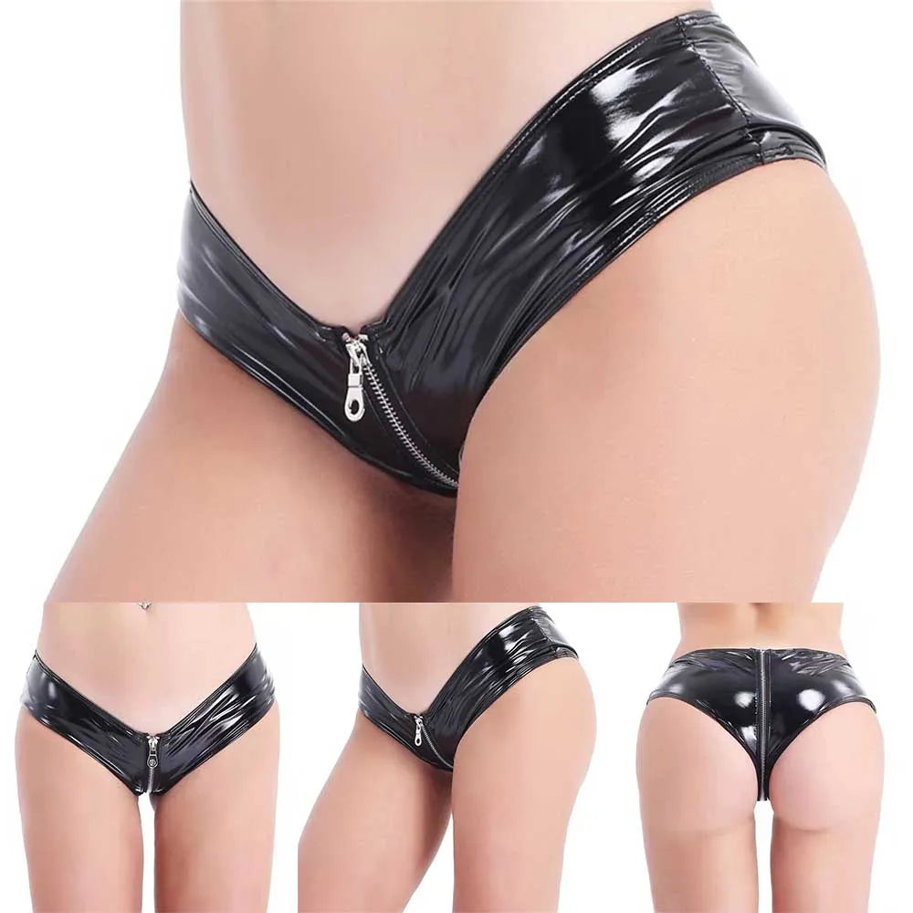Vue arrière du mini short lingerie La Nuit Zippée