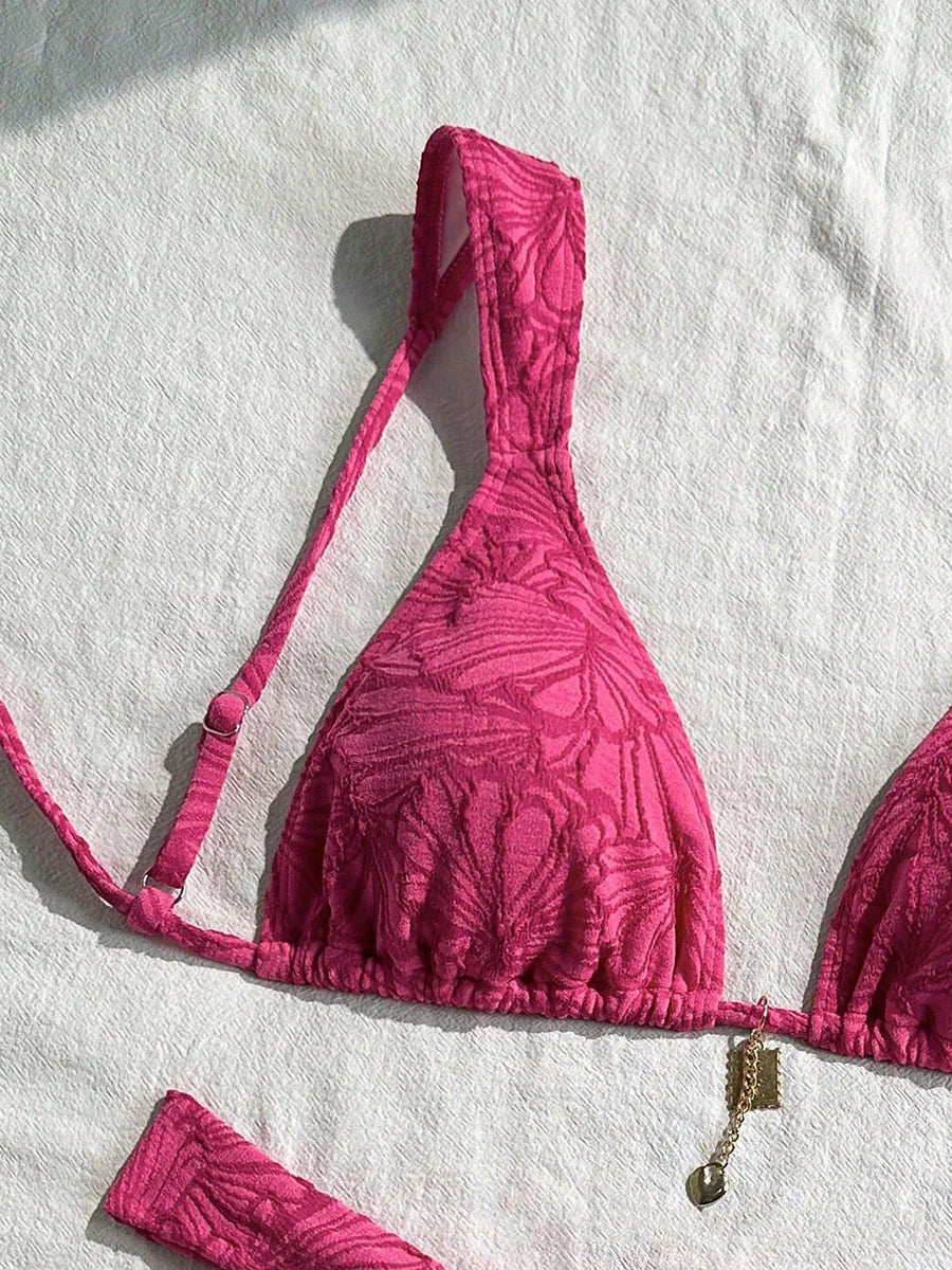 Bikini string coupe haute triangle brésilien - La Cadix Rose - Bikini - image 3