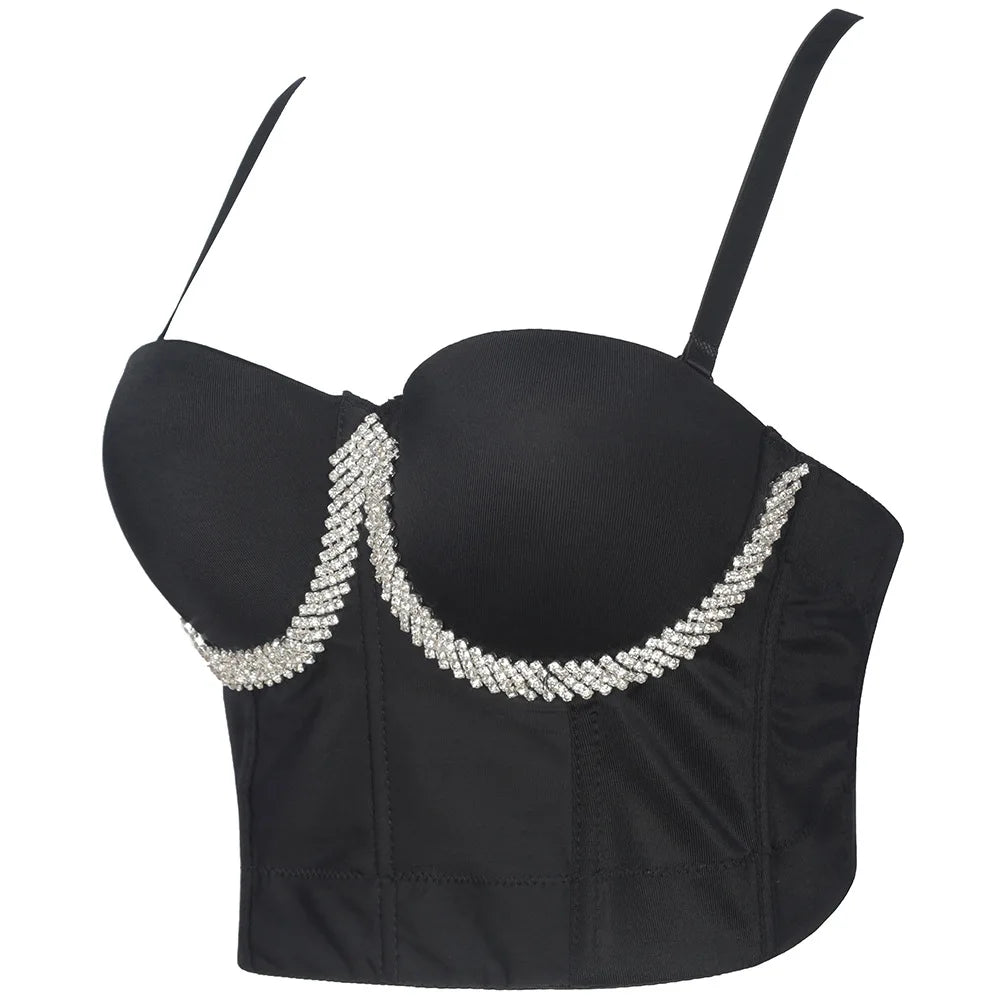 Bustier à strass chic noir blanc Luxia - GUAPPAA