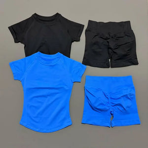 Ensemble L’Élan Souple gris requin en maille extensible pour yoga et fitness