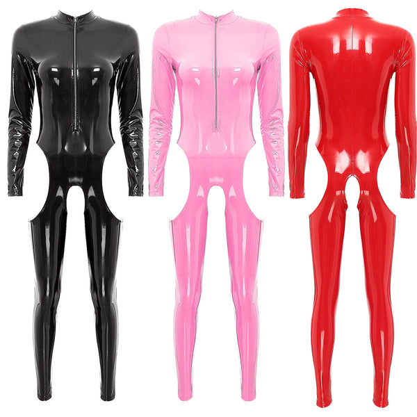 Combinaison moulante latex ouverte aux hanches La Maîtresse