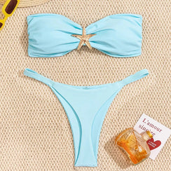 Bikini bandeau L’Étoile Solaire deux pièces avec détail étoile de mer et bas string, vue principale