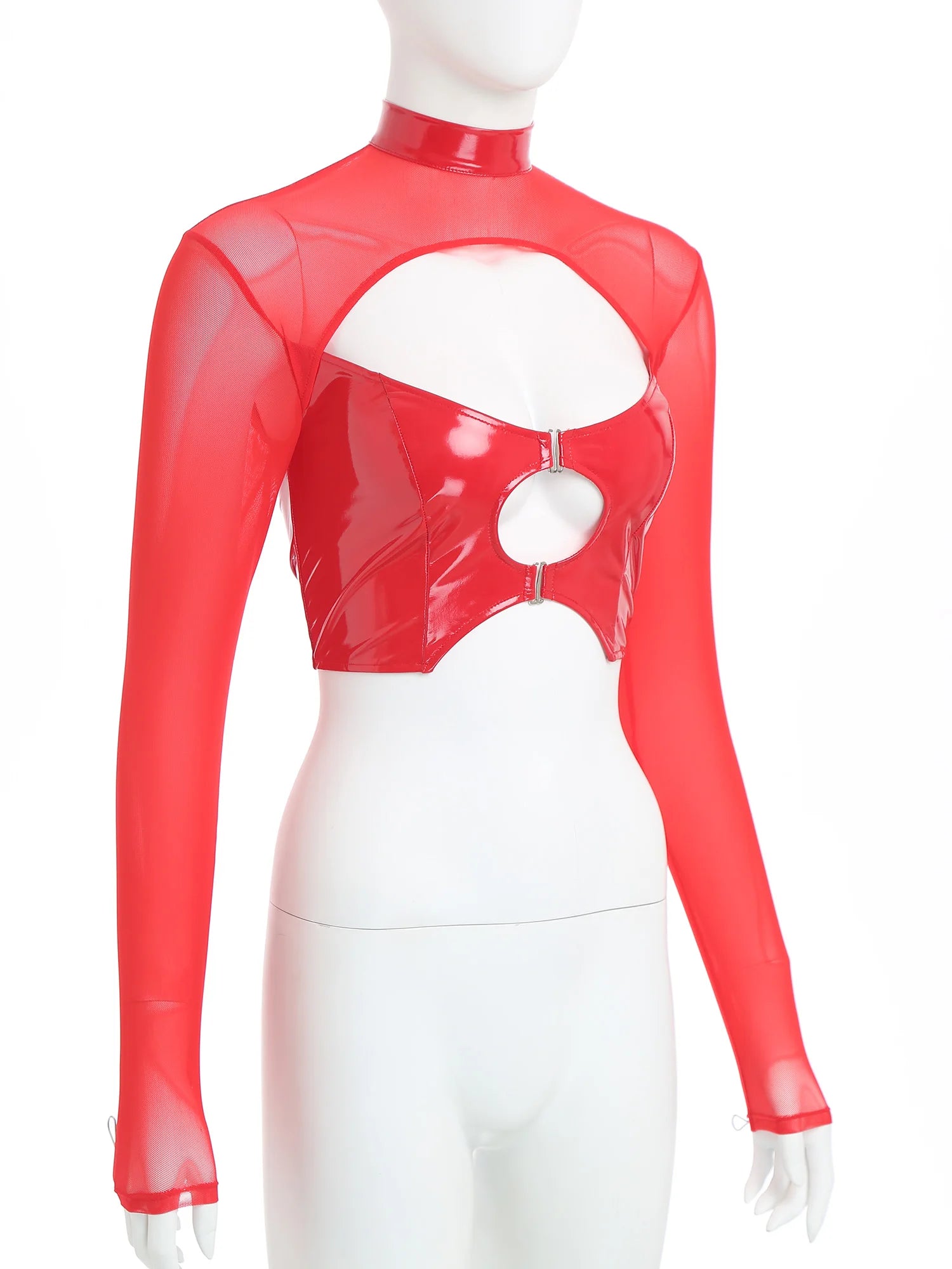 Haut court à manches longues transparentes rave soirée tek bustier caraco noir Hammer - GUAPPAA