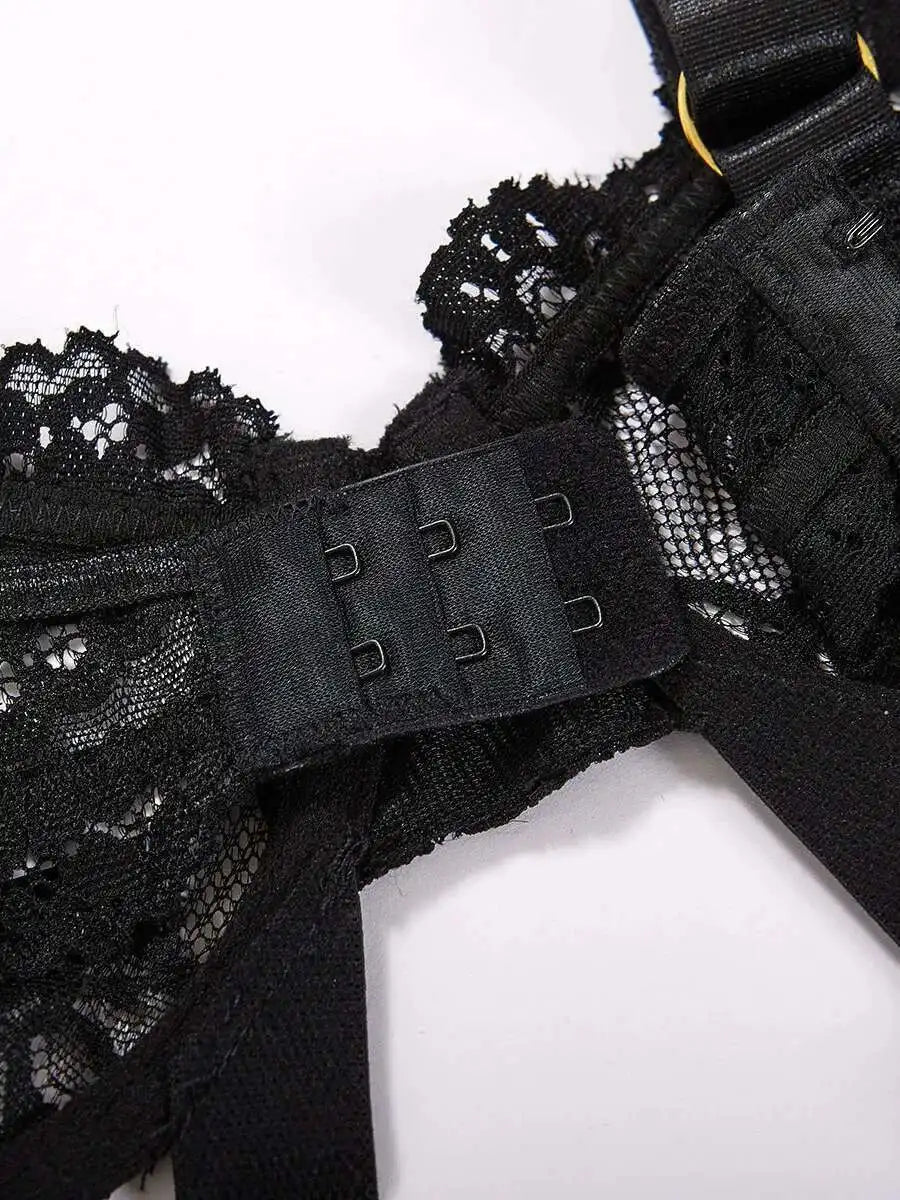 Body dentelle fleurie La Floraison Noire Black - Body en dentelle - image 4