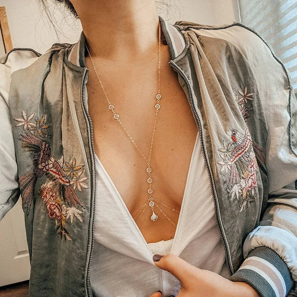 Chaîne de poitrine à strass glamour Délice - GUAPPAA