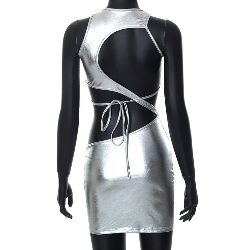 Micro robe métallique ou dorée asymétrique de soirée Clubwear Sopa - GUAPPAA