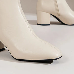Bottines à talons femme vernies zippées à talon large bout rond pointu St-Eléonore - GUAPPAA