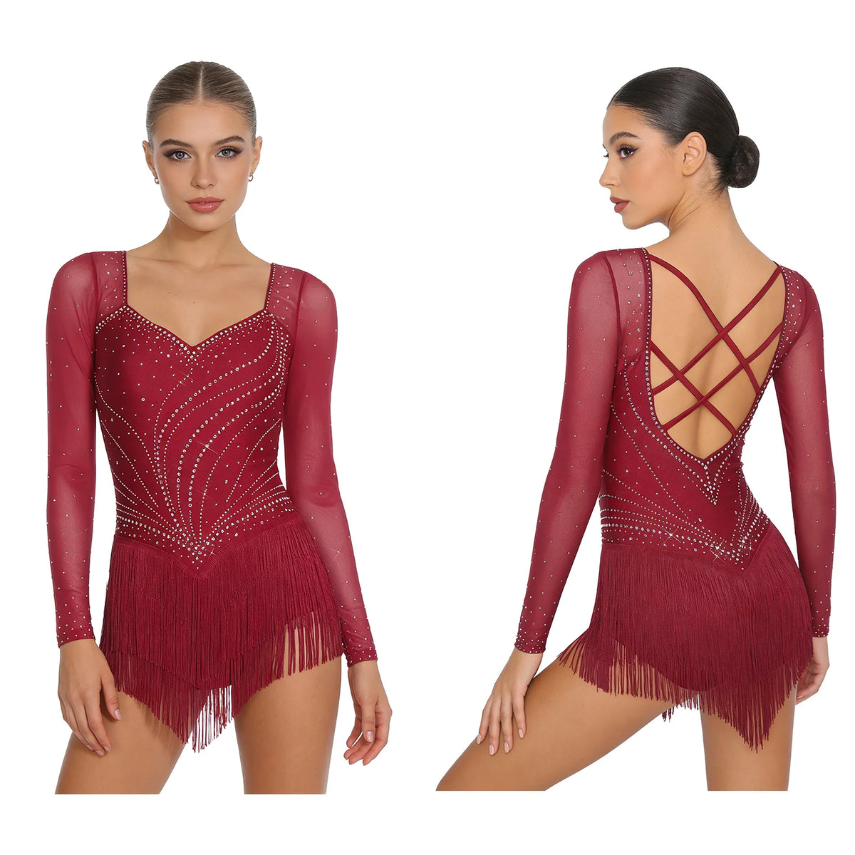 Détail des strass et des finitions du justaucorps de danse La Fièvre Scénique