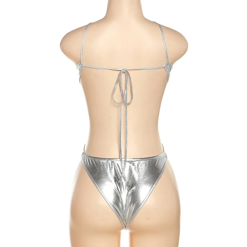 Maillot de bain une pièce tanga métallisé Canonniers - GUAPPAA