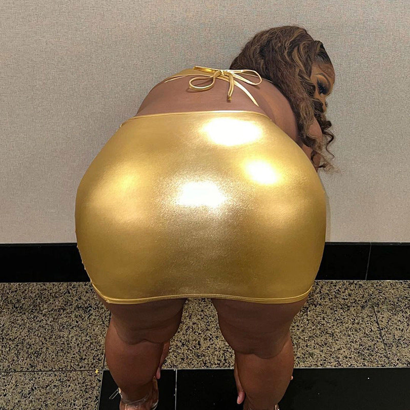 Micro robe métallique ou dorée asymétrique de soirée Clubwear Sopa - GUAPPAA