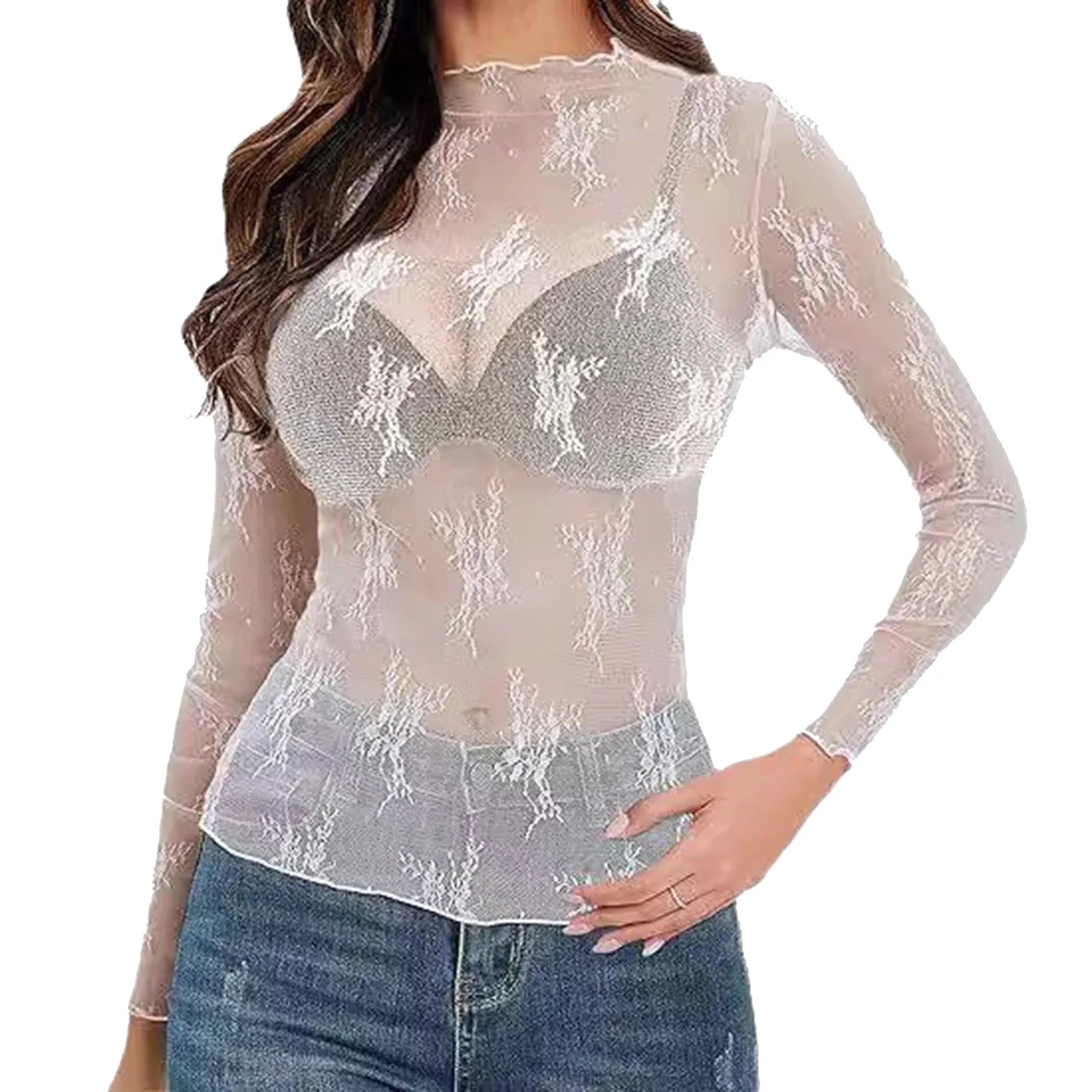 Pull fin transparent mesh femme Le Changement - GUAPPAA