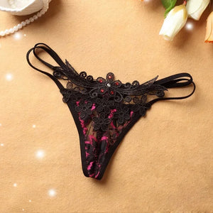 String dentelle florale Le Fil Secret – noir, vue produit