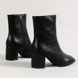 Bottines à talons femme vernies zippées à talon large bout rond pointu St-Eléonore - GUAPPAA