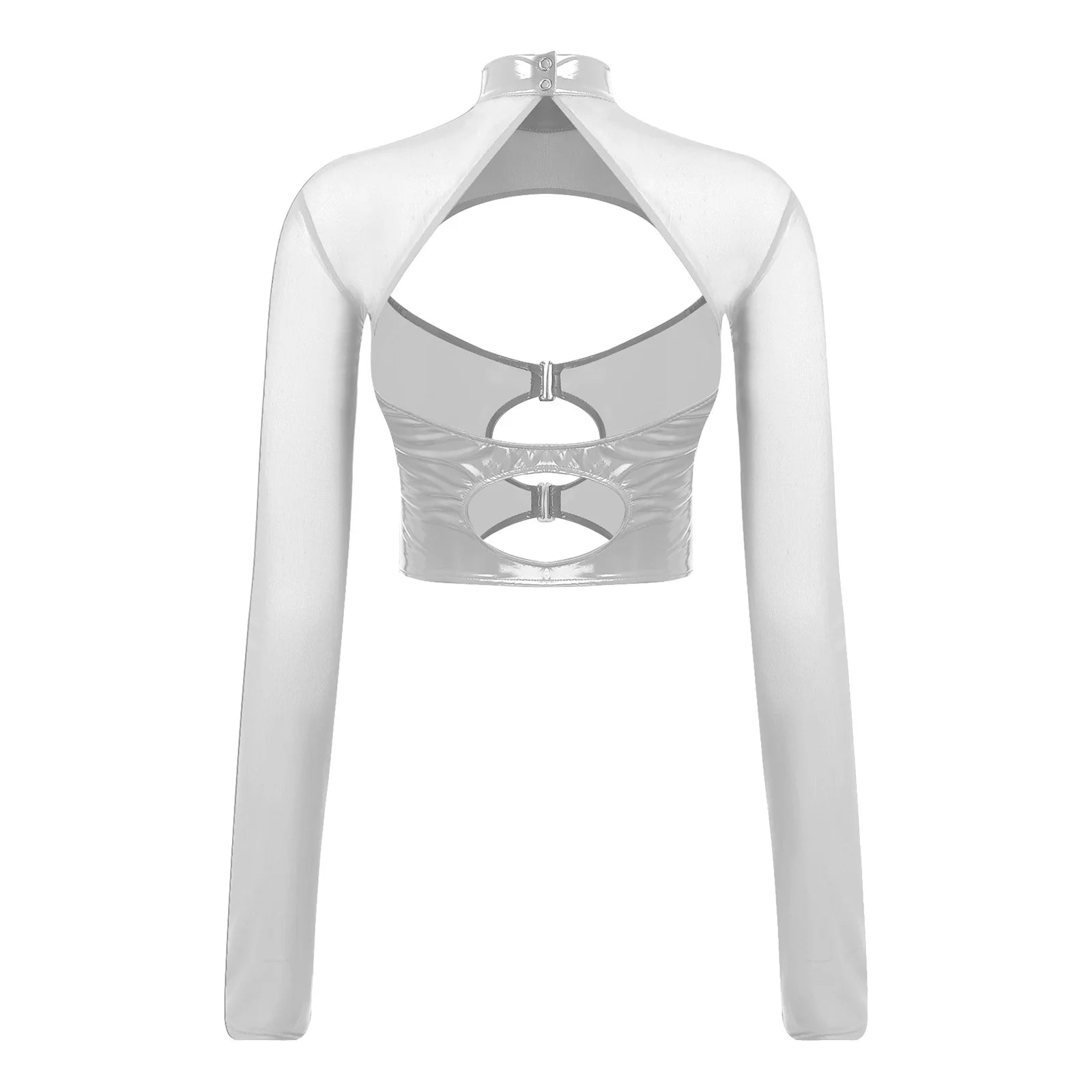 Haut court à manches longues transparentes rave soirée tek bustier caraco noir Hammer - GUAPPAA