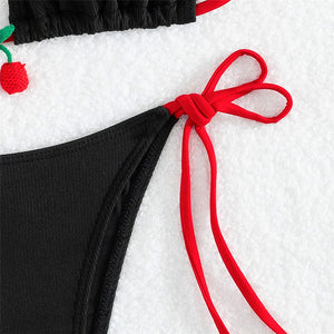 Bikini string ficelle rouge tanga push-up noir ou blanc Cerise - GUAPPAA