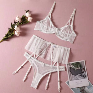 Ensemble de lingerie transparent à pois blanc ou noir trois pièces Évanouie - GUAPPAA