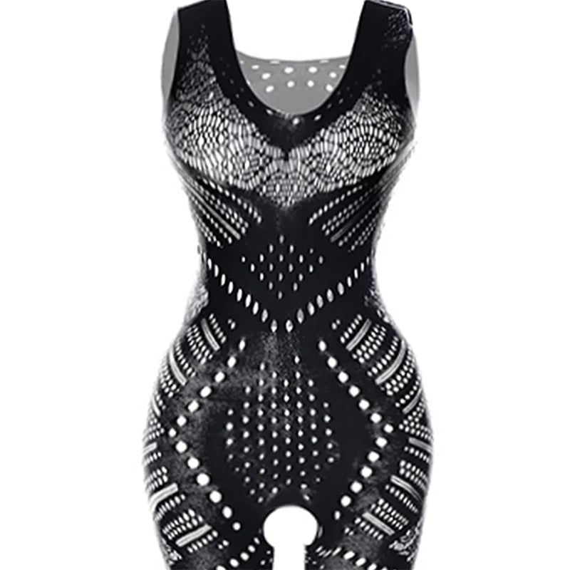 Présentation générale du bodystocking résille ajourée La Maille Secrète