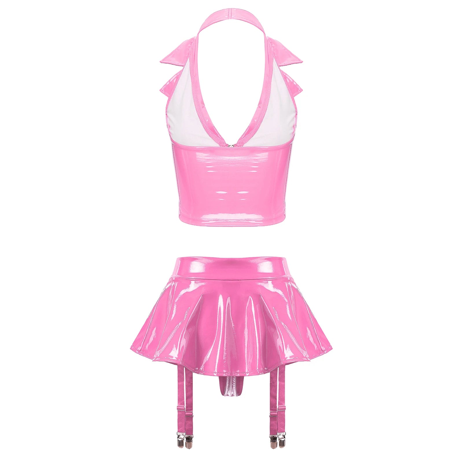 Ensemble latex femme deux pièces haut et jupe porte-jarretelles La claque - GUAPPAA