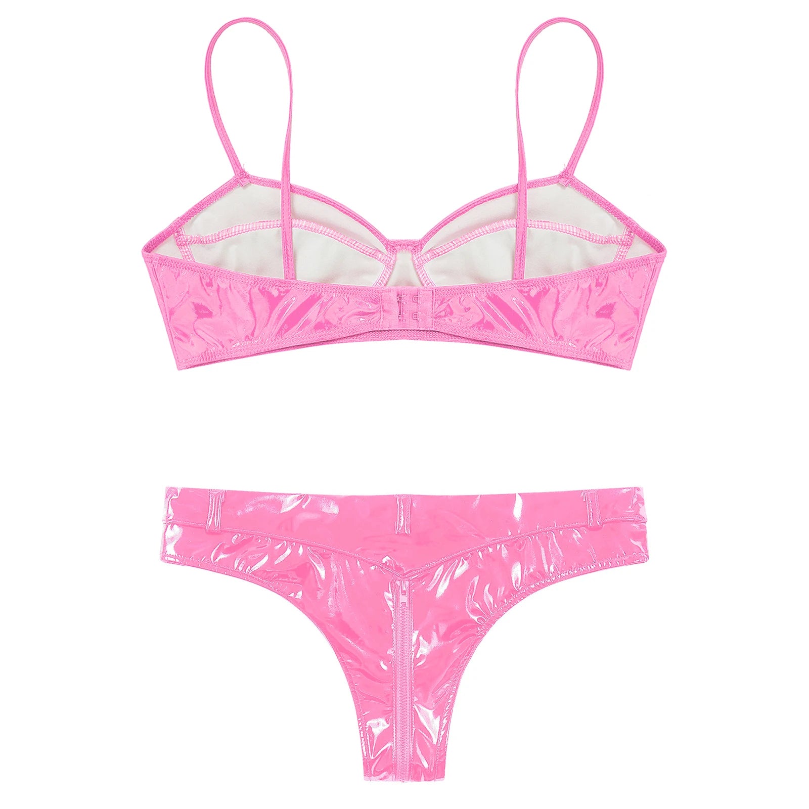 Lingerie latex simili deux pièces string taille haute et soutien-gorge Libertina - GUAPPAA