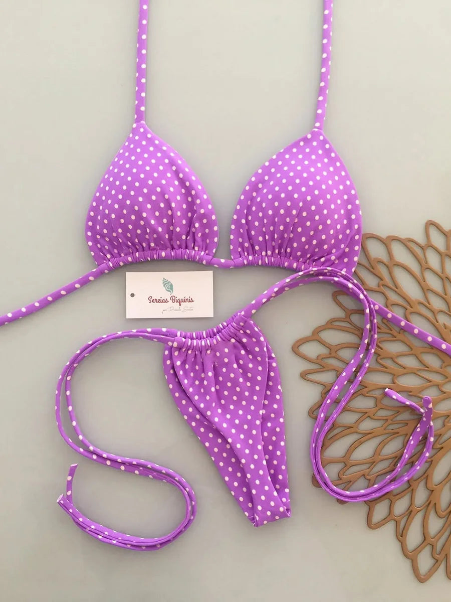 Micro bikini brésilien imprimé Palma avec haut triangle et bas taille basse