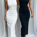Robe longue froncée L’Allure Nocturne en noir ou blanc