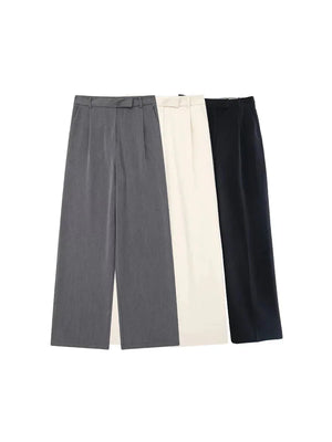 Pantalon La Ligne Droite bleu marine avec coupe droite et longueur complète