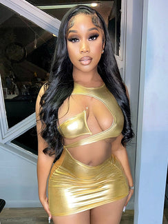 Micro robe métallique ou dorée asymétrique de soirée Clubwear Sopa - GUAPPAA