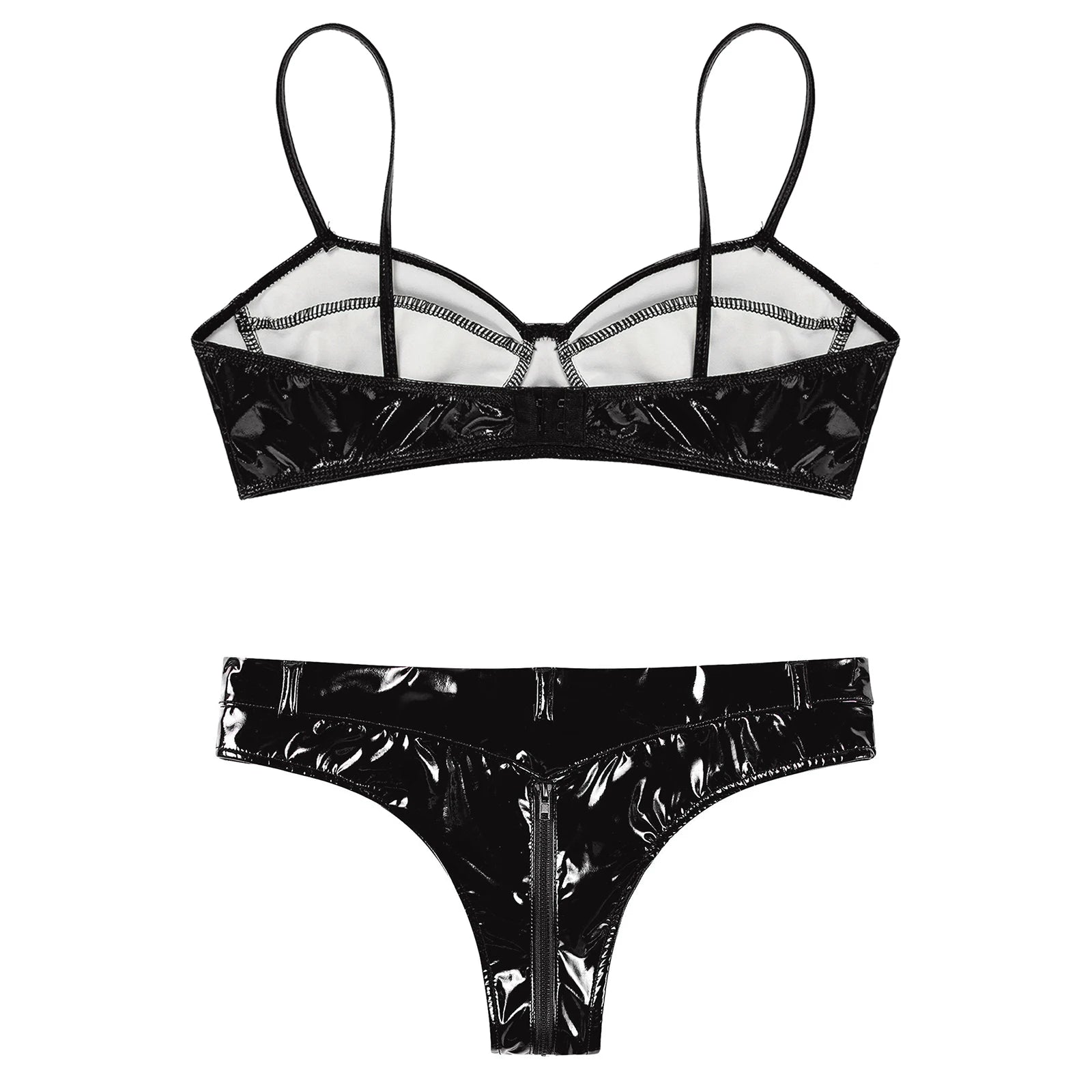 Lingerie latex simili deux pièces string taille haute et soutien-gorge Libertina - GUAPPAA