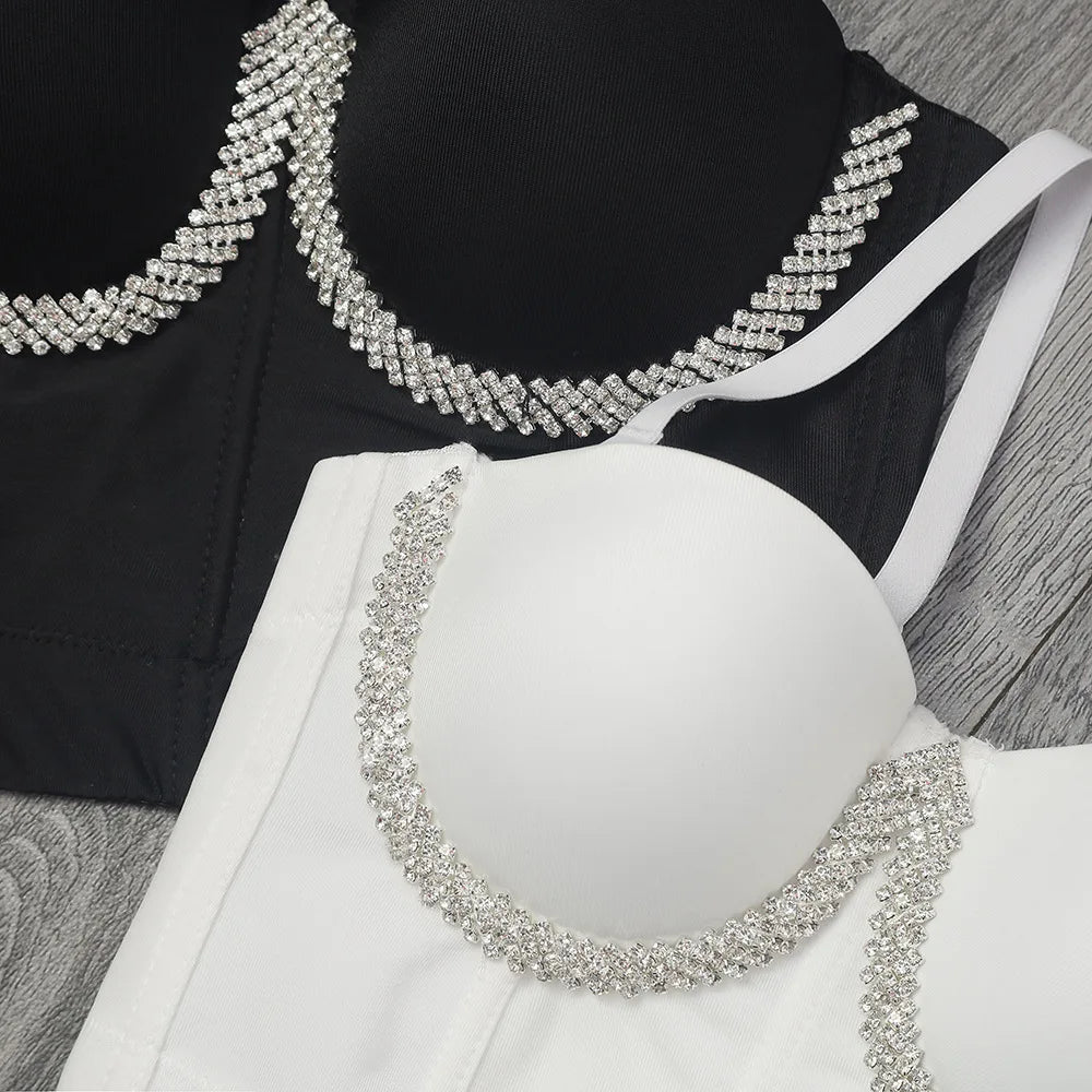 Bustier à strass chic noir blanc Luxia - GUAPPAA