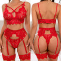 Ensemble lingerie dentelle porte-jarretelles string La Séductrice