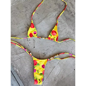 Bikini string à anneaux imprimé Sitges