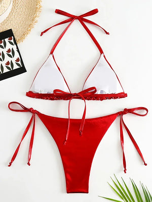 Bikini string ficelle tanga métallisé push-up triangle Playacar - GUAPPAA