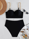 Maillot de bain deux pièces taille haute push-up bretelles chaînes dorées Maroa