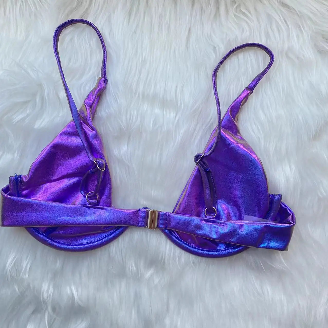 Bikini string tanga taille haute violet bleu Caméléon - GUAPPAA