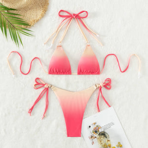 Maillot deux pièces string ficelle triangle push-up couleur dégradé St-Martin - GUAPPAA