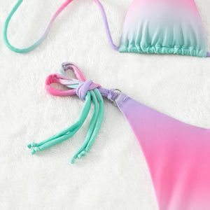 Maillot deux pièces string ficelle triangle push-up couleur dégradé St-Martin - GUAPPAA