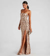 Robe longue fendue dos nu bal gala mariage à sequins chic Mirage