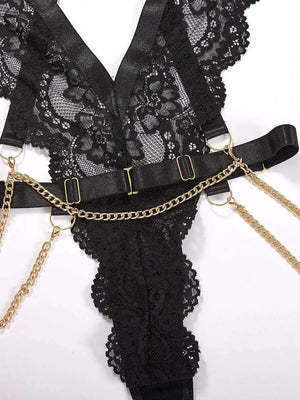 Body dentelle fleurie La Floraison Noire Black - Body en dentelle - image 3