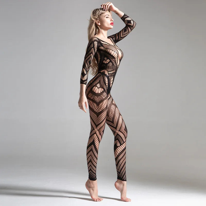 Combinaison body filet de pêche fishnet géométrique Maya - GUAPPAA