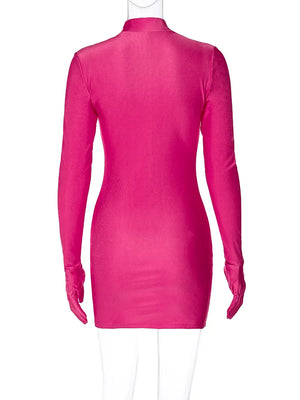 Petite robe noire sexy moulante avec gants intégrés Shatta Party - GUAPPAA