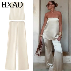 Top bustier et pantalon satiné à composer La Ligne Satinée