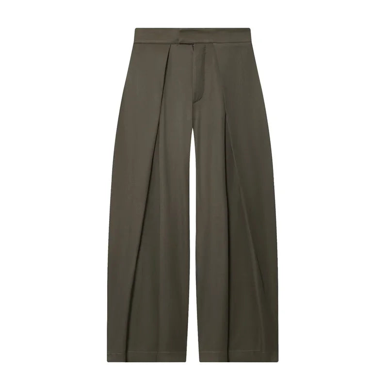 Présentation des coloris bleu foncé et vert kaki du pantalon La Ligne Ample