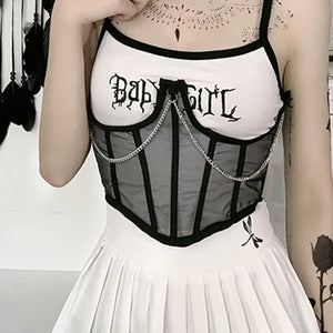 Corset transparent seins nus avec chaînette L'attache - GUAPPAA
