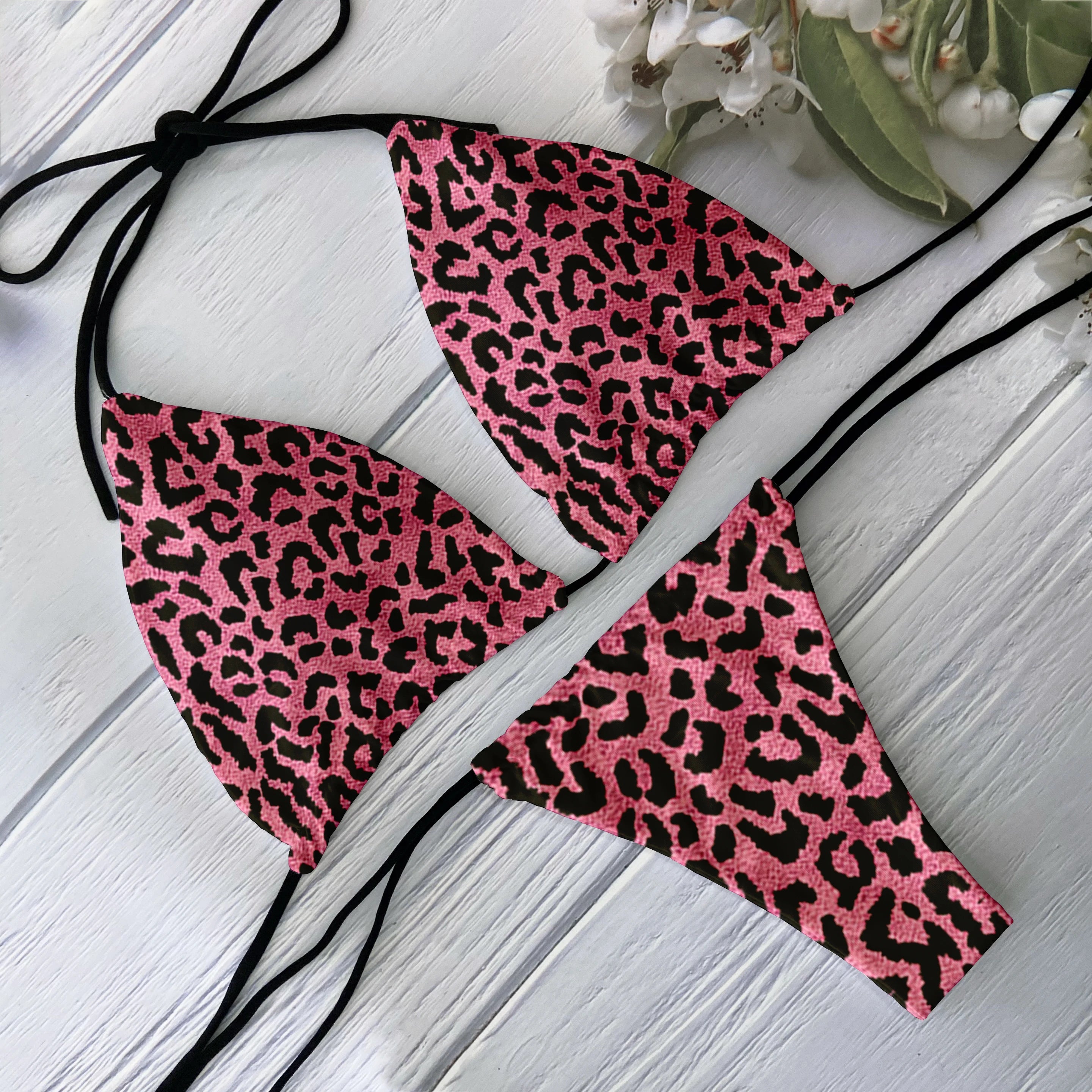 Bikini sexy léopard string ficelle push-up Mayotte - GUAPPAA