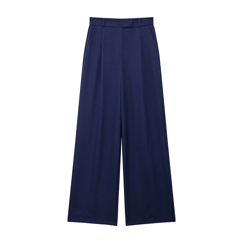 Pantalon La Ligne Droite marron à coupe droite et longueur complète